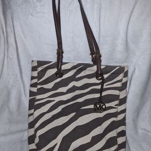 Michael Kors Zebra Print Tote Bag - Brown and Cream
